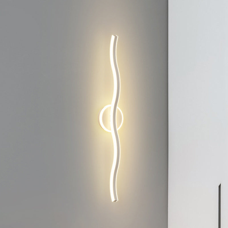 مصباح حائط LED من الألومنيوم والحديد بتصميم موجة خطية عصري بسيط لغرفة المعيشة 
