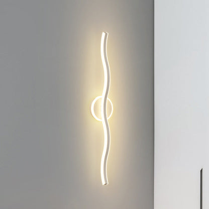 مصباح حائط LED من الألومنيوم والحديد بتصميم موجة خطية عصري بسيط لغرفة المعيشة 