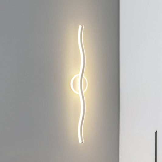 مصباح حائط LED من الألومنيوم والحديد بتصميم موجة خطية عصري بسيط لغرفة المعيشة 