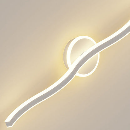 مصباح حائط LED من الألومنيوم والحديد بتصميم موجة خطية عصري بسيط لغرفة المعيشة 
