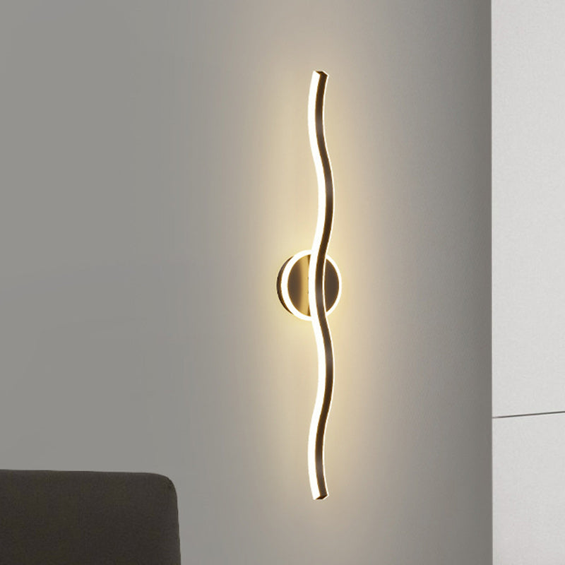 مصباح حائط LED من الألومنيوم والحديد بتصميم موجة خطية عصري بسيط لغرفة المعيشة 