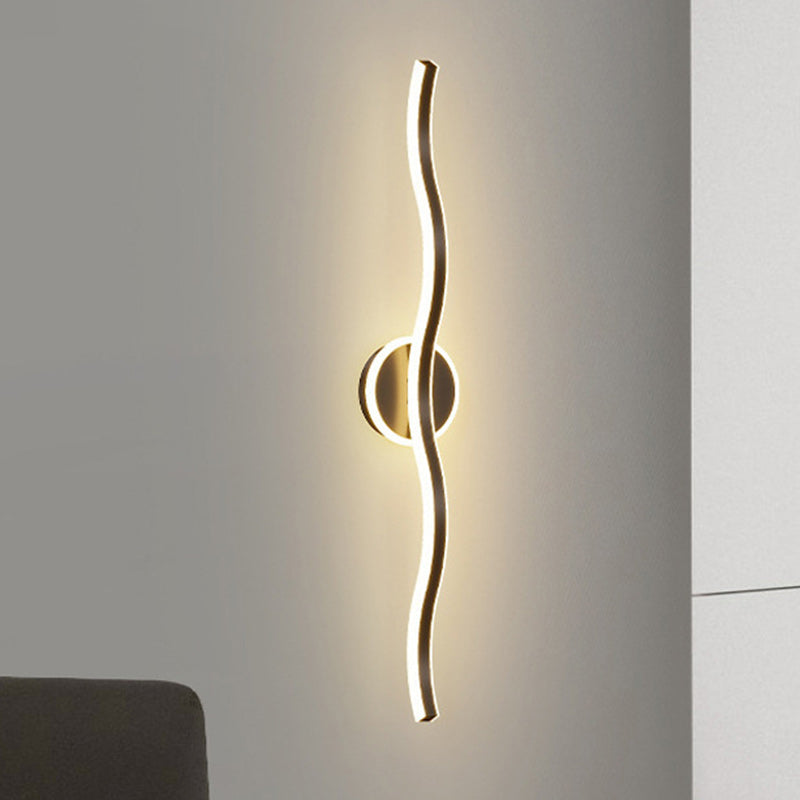 مصباح حائط LED من الألومنيوم والحديد بتصميم موجة خطية عصري بسيط لغرفة المعيشة 