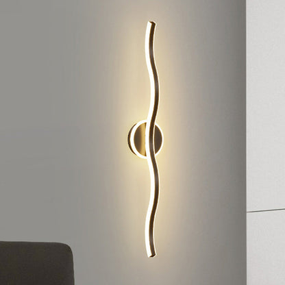 مصباح حائط LED من الألومنيوم والحديد بتصميم موجة خطية عصري بسيط لغرفة المعيشة 