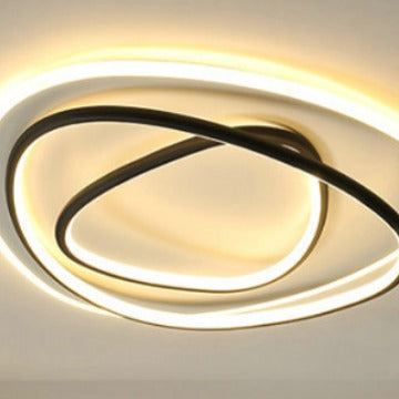 Modern Minimalist Irregular Round Aluminum Silicone LED Flush Mount Ceiling Light For Bedroom