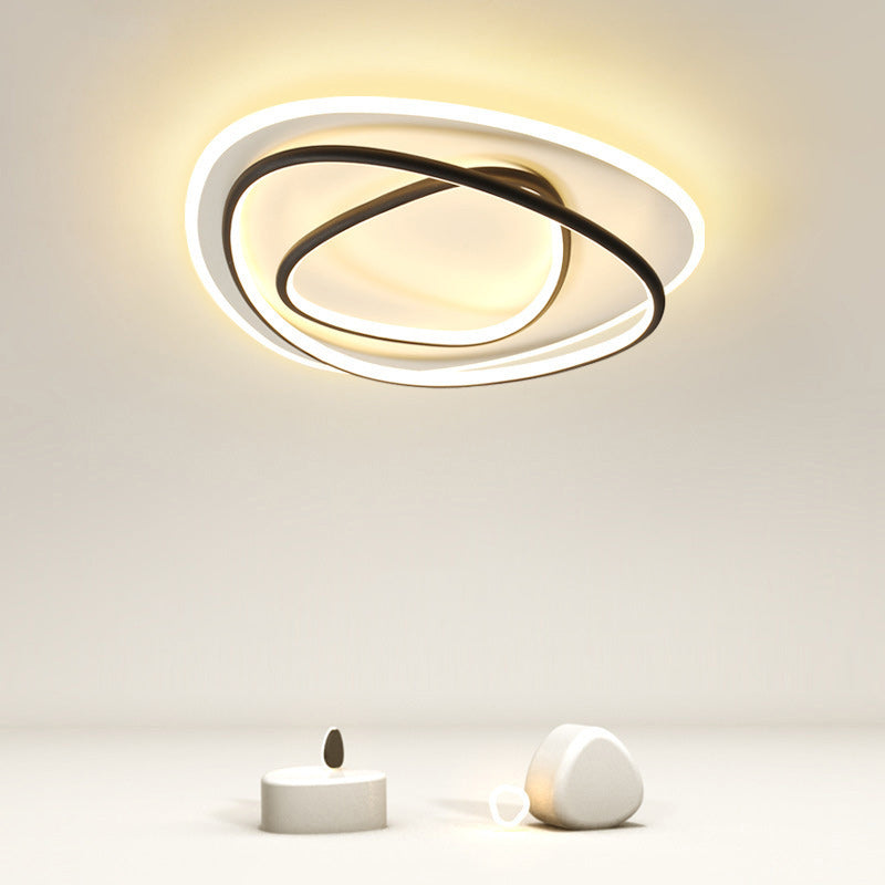 Modern Minimalist Irregular Round Aluminum Silicone LED Flush Mount Ceiling Light For Bedroom