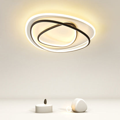 Modern Minimalist Irregular Round Aluminum Silicone LED Flush Mount Ceiling Light For Bedroom