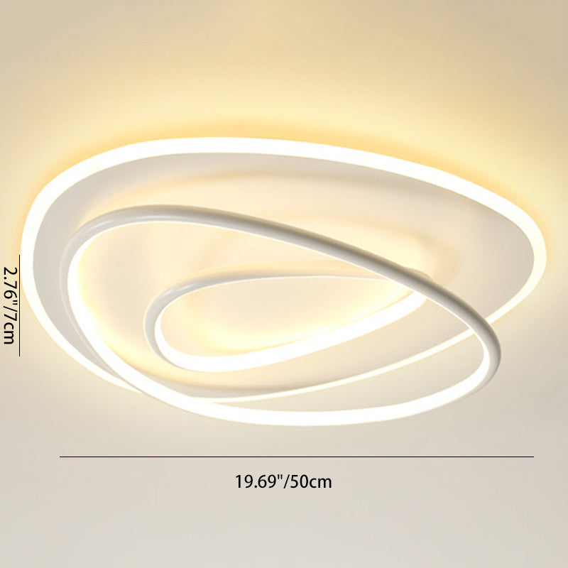 Modern Minimalist Irregular Round Aluminum Silicone LED Flush Mount Ceiling Light For Bedroom