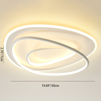 Modern Minimalist Irregular Round Aluminum Silicone LED Flush Mount Ceiling Light For Bedroom