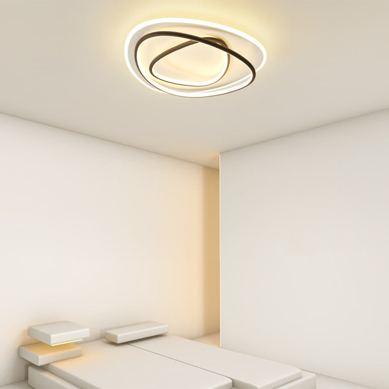 Modern Minimalist Irregular Round Aluminum Silicone LED Flush Mount Ceiling Light For Bedroom