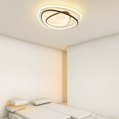 Modern Minimalist Irregular Round Aluminum Silicone LED Flush Mount Ceiling Light For Bedroom