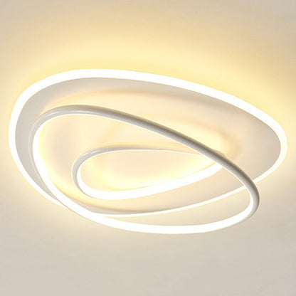 Modern Minimalist Irregular Round Aluminum Silicone LED Flush Mount Ceiling Light For Bedroom