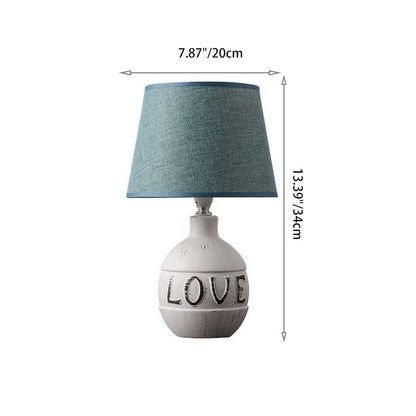 Modern Art Deco Round Cylinder Oval Ceramic Fabric 1-Light Table Lamp For Bedroom