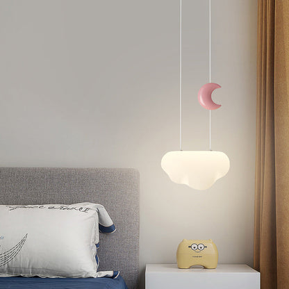 Contemporary Scandinavian Cream Cloud Star Moon PE Iron LED Pendant Light For Bedroom
