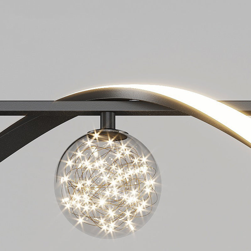 ثريا جزيرة LED من الحديد والألومنيوم بتصميم إسكندنافي معاصر لغرفة الطعام