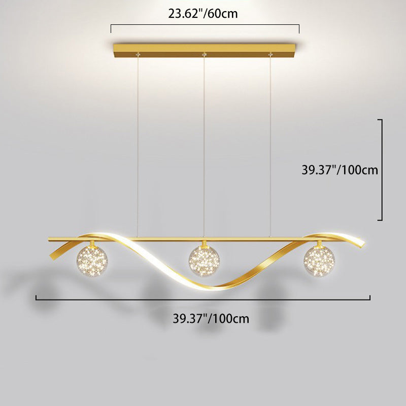 ثريا جزيرة LED من الحديد والألومنيوم بتصميم إسكندنافي معاصر لغرفة الطعام