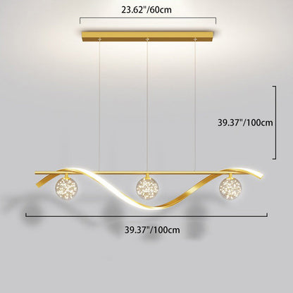 ثريا جزيرة LED من الحديد والألومنيوم بتصميم إسكندنافي معاصر لغرفة الطعام