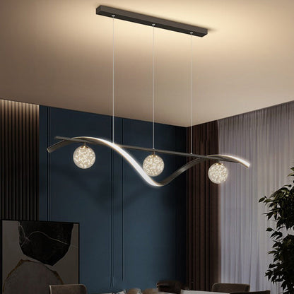 ثريا جزيرة LED من الحديد والألومنيوم بتصميم إسكندنافي معاصر لغرفة الطعام
