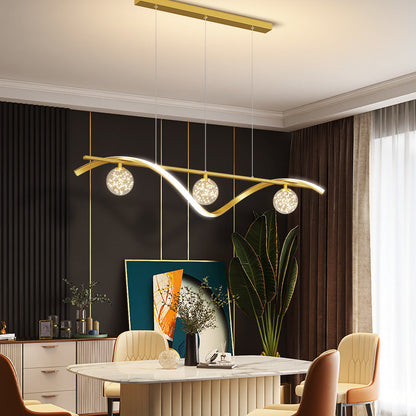 ثريا جزيرة LED من الحديد والألومنيوم بتصميم إسكندنافي معاصر لغرفة الطعام