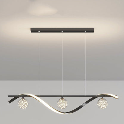 ثريا جزيرة LED من الحديد والألومنيوم بتصميم إسكندنافي معاصر لغرفة الطعام