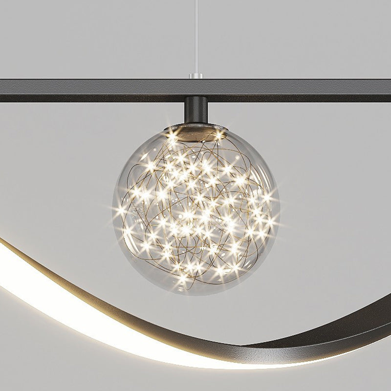 ثريا جزيرة LED من الحديد والألومنيوم بتصميم إسكندنافي معاصر لغرفة الطعام