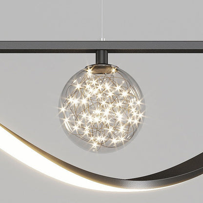 ثريا جزيرة LED من الحديد والألومنيوم بتصميم إسكندنافي معاصر لغرفة الطعام