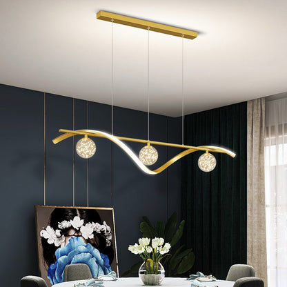 ثريا جزيرة LED من الحديد والألومنيوم بتصميم إسكندنافي معاصر لغرفة الطعام