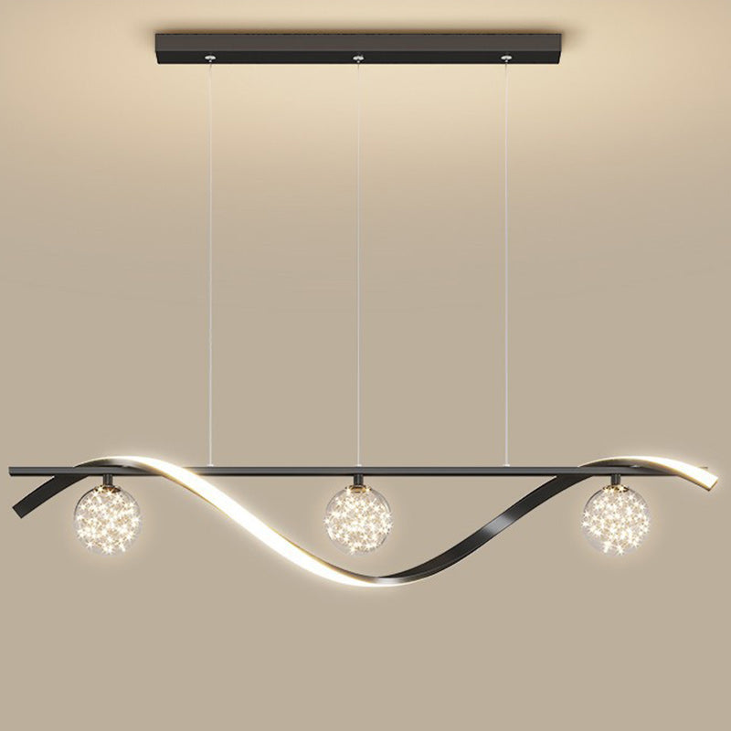 ثريا جزيرة LED من الحديد والألومنيوم بتصميم إسكندنافي معاصر لغرفة الطعام