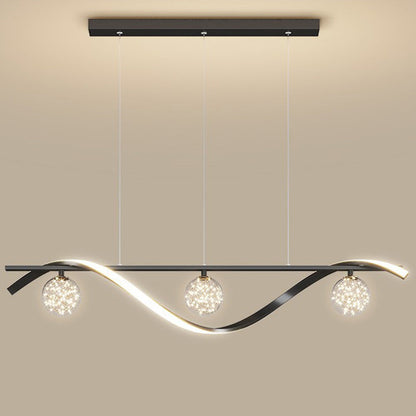 ثريا جزيرة LED من الحديد والألومنيوم بتصميم إسكندنافي معاصر لغرفة الطعام