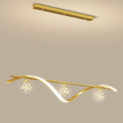 ثريا جزيرة LED من الحديد والألومنيوم بتصميم إسكندنافي معاصر لغرفة الطعام