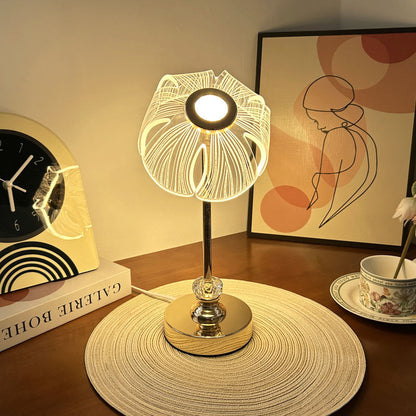 Contemporary Creative USB Petal Shape Round Metal Acrylic LED Table Lamp For Bedroom