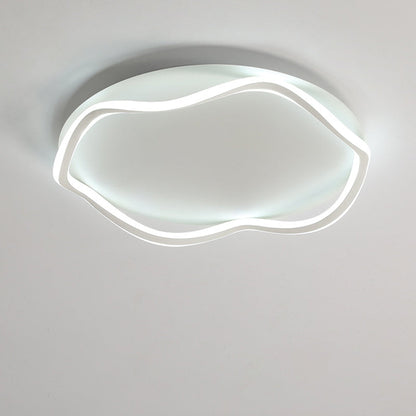 Contemporary Nordic Round Wave Aluminum Iron LED Flush Mount Ceiling Light For Bedroom