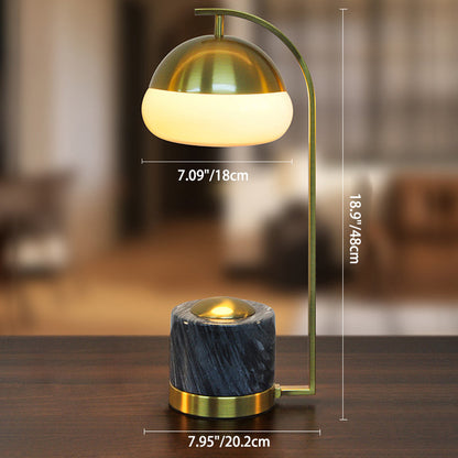 Contemporary Nordic Round Cylinder Oval Metal Marble Glass 1-Light Table Lamp For Bedroom