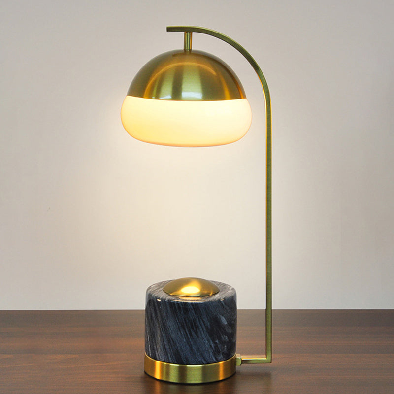 Contemporary Nordic Round Cylinder Oval Metal Marble Glass 1-Light Table Lamp For Bedroom