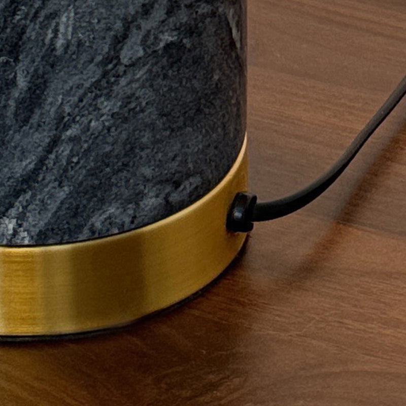 Contemporary Nordic Round Cylinder Oval Metal Marble Glass 1-Light Table Lamp For Bedroom