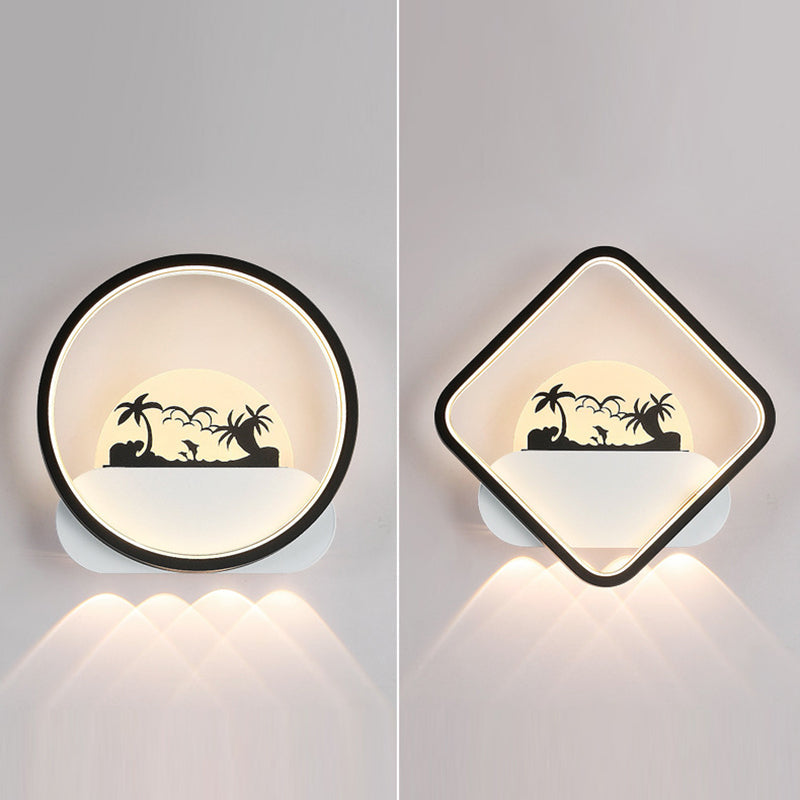 مصباح حائط LED دائري مربع الشكل من الحديد والسيليكون بتصميم عصري بسيط مناسب لغرفة النوم