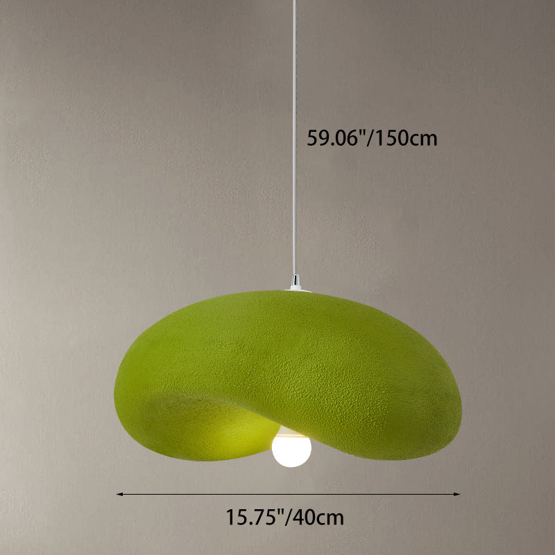 Contemporary Scandinavian Hat Shape Irregular Round Polystyrene 1-Light Pendant Light For Bedroom