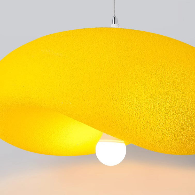 Contemporary Scandinavian Hat Shape Irregular Round Polystyrene 1-Light Pendant Light For Bedroom
