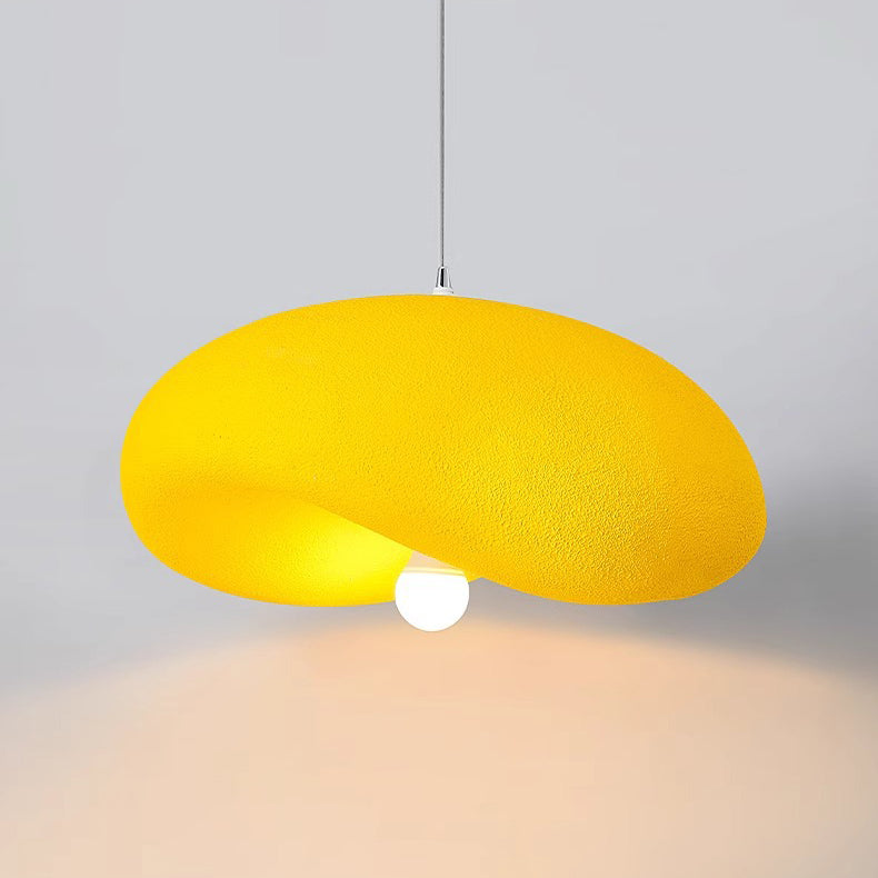 Contemporary Scandinavian Hat Shape Irregular Round Polystyrene 1-Light Pendant Light For Bedroom