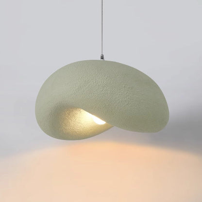 Contemporary Scandinavian Hat Shape Irregular Round Polystyrene 1-Light Pendant Light For Bedroom