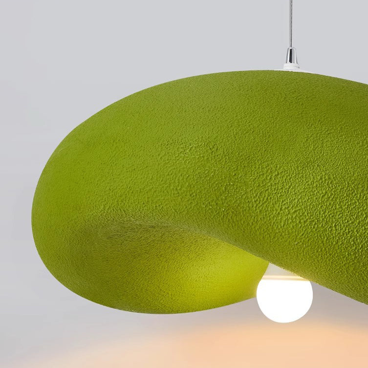 Contemporary Scandinavian Hat Shape Irregular Round Polystyrene 1-Light Pendant Light For Bedroom