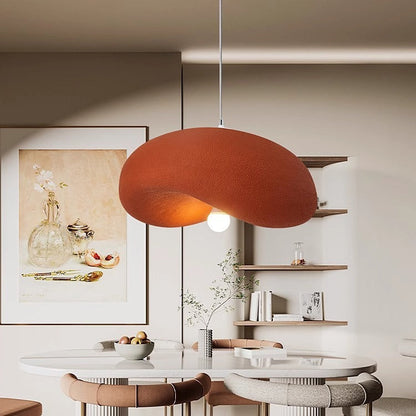 Contemporary Scandinavian Hat Shape Irregular Round Polystyrene 1-Light Pendant Light For Bedroom