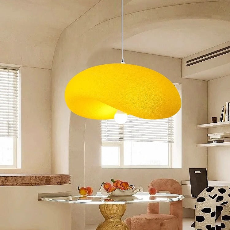 Contemporary Scandinavian Hat Shape Irregular Round Polystyrene 1-Light Pendant Light For Bedroom