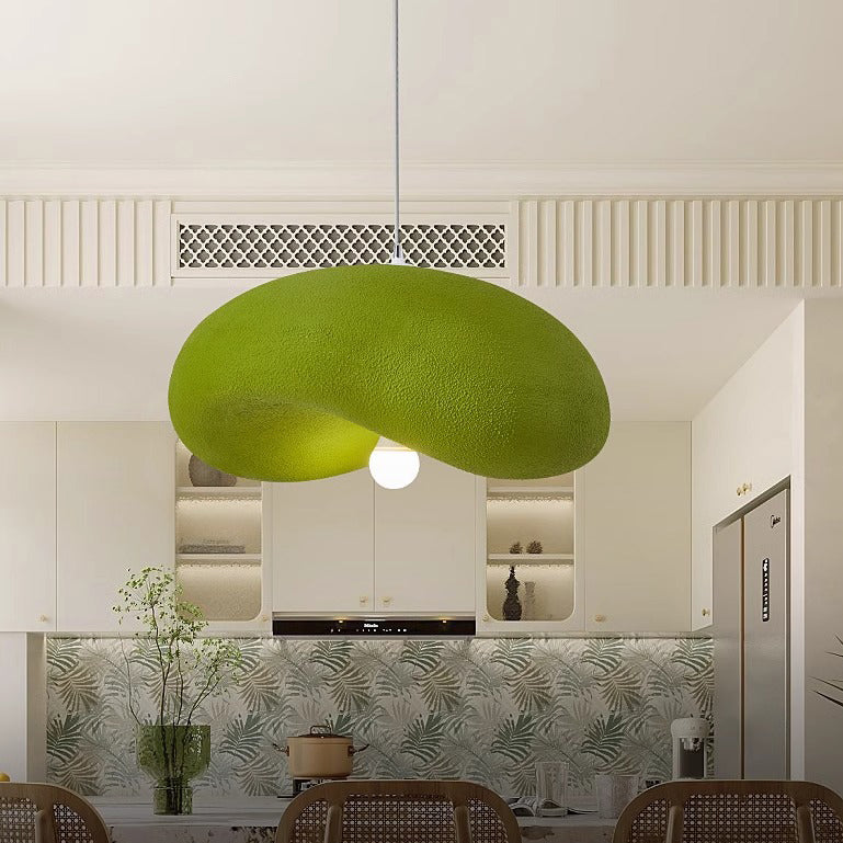 Contemporary Scandinavian Hat Shape Irregular Round Polystyrene 1-Light Pendant Light For Bedroom
