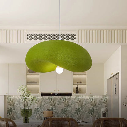 Contemporary Scandinavian Hat Shape Irregular Round Polystyrene 1-Light Pendant Light For Bedroom