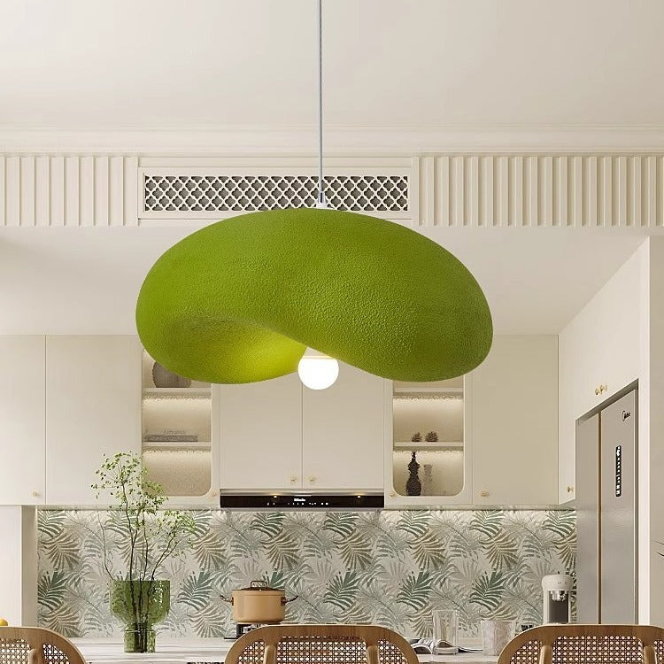 Contemporary Scandinavian Hat Shape Irregular Round Polystyrene 1-Light Pendant Light For Bedroom