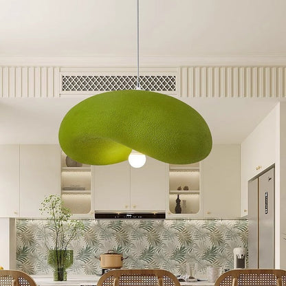 Contemporary Scandinavian Hat Shape Irregular Round Polystyrene 1-Light Pendant Light For Bedroom