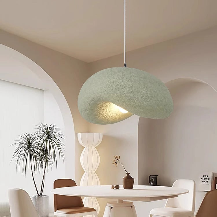 Contemporary Scandinavian Hat Shape Irregular Round Polystyrene 1-Light Pendant Light For Bedroom