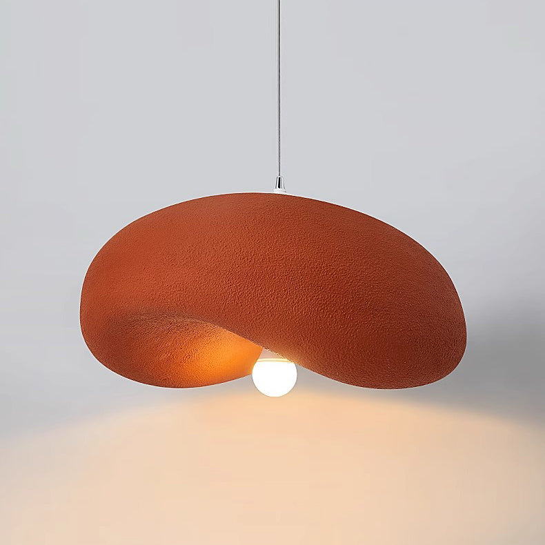 Contemporary Scandinavian Hat Shape Irregular Round Polystyrene 1-Light Pendant Light For Bedroom