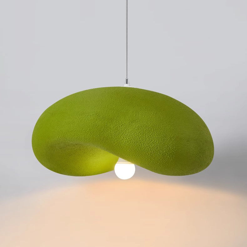 Contemporary Scandinavian Hat Shape Irregular Round Polystyrene 1-Light Pendant Light For Bedroom