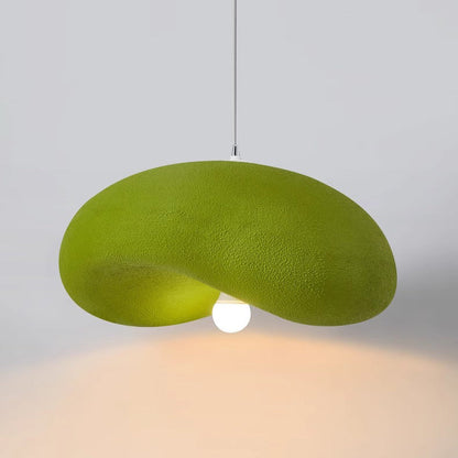 Contemporary Scandinavian Hat Shape Irregular Round Polystyrene 1-Light Pendant Light For Bedroom